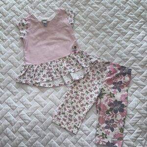 Hard to find Naartjie pink floral 2pc top bottoms outfit 18-24 month